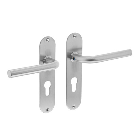 Intersteel Deurklink Recht 16mm slank op schild profielcilindergat 55mm geborsteld RVS