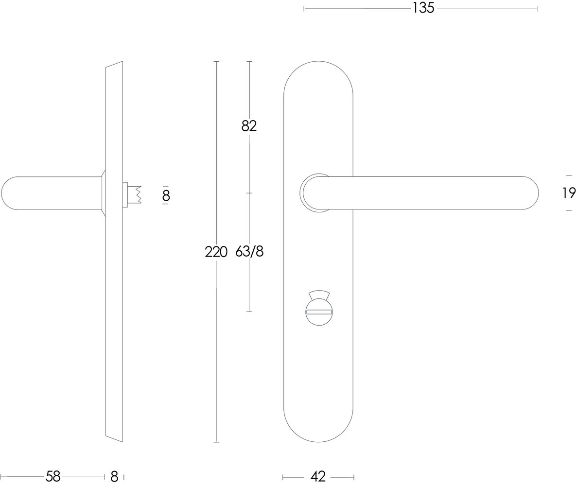 Intersteel Deurklink Rond op schild WC slot 63mm geborsteld RVS