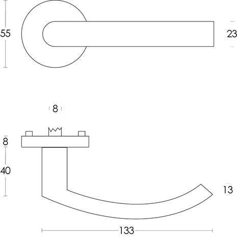 Intersteel Deurklink Blok op rond rozet geborsteld RVS Intersteel Deurklink Blok op rond rozet geborsteld RVS