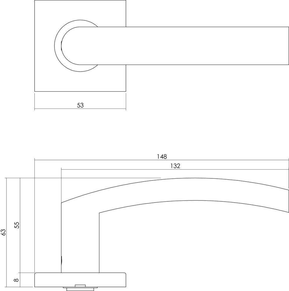 Intersteel Deurklink Blok op vierkant rozet geborsteld RVS