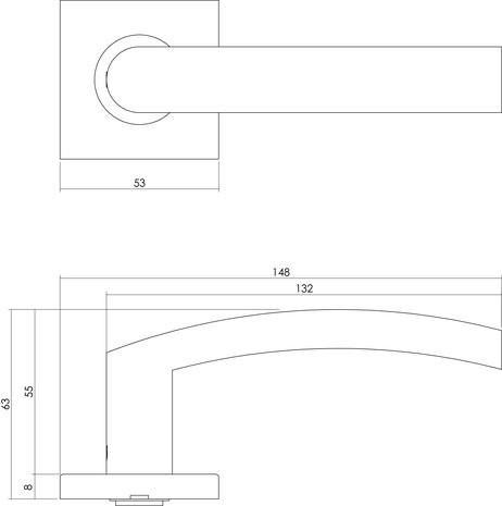Intersteel Deurklink Blok op vierkant rozet geborsteld RVS