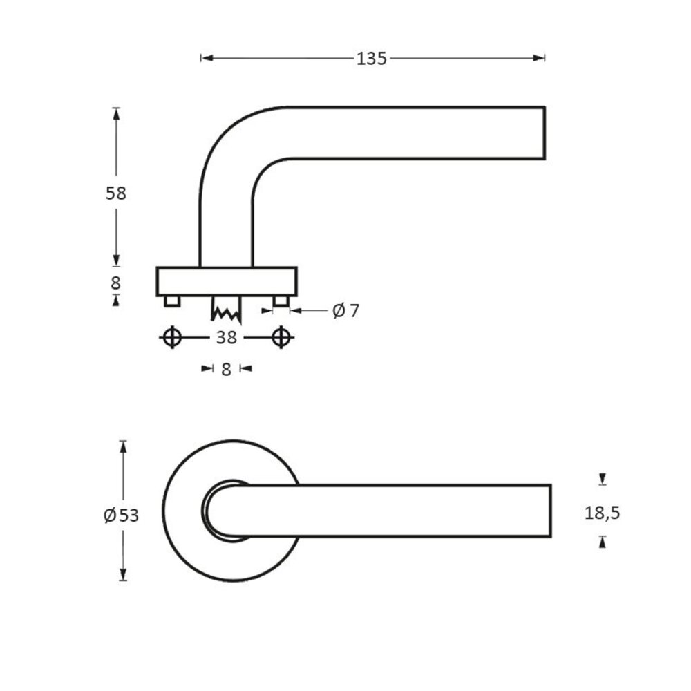 Intersteel Deurklink Rond op rozet met 7mm nok geborsteld RVS Intersteel Deurklink Rond op rozet met 7mm nok geborsteld RVS