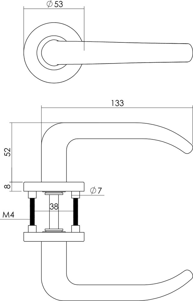 Intersteel - Deurklink Sabel op rozet in geborsteld RVS
