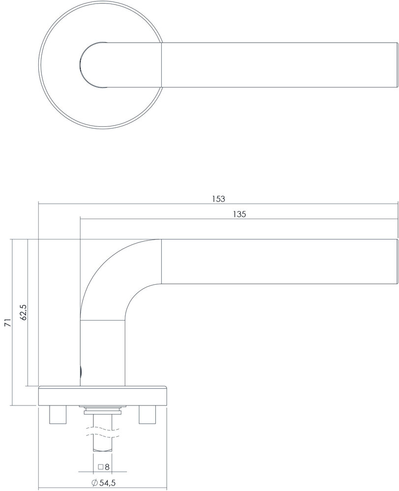 Intersteel Deurklink Recht op rozet EN1906/4 geborsteld RVS