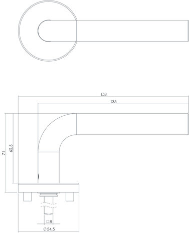 Intersteel Deurklink Recht op rozet EN1906/4 geborsteld RVS