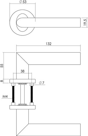 Intersteel Deurklink Girona op rozet met 7mm nok geborsteld RVS