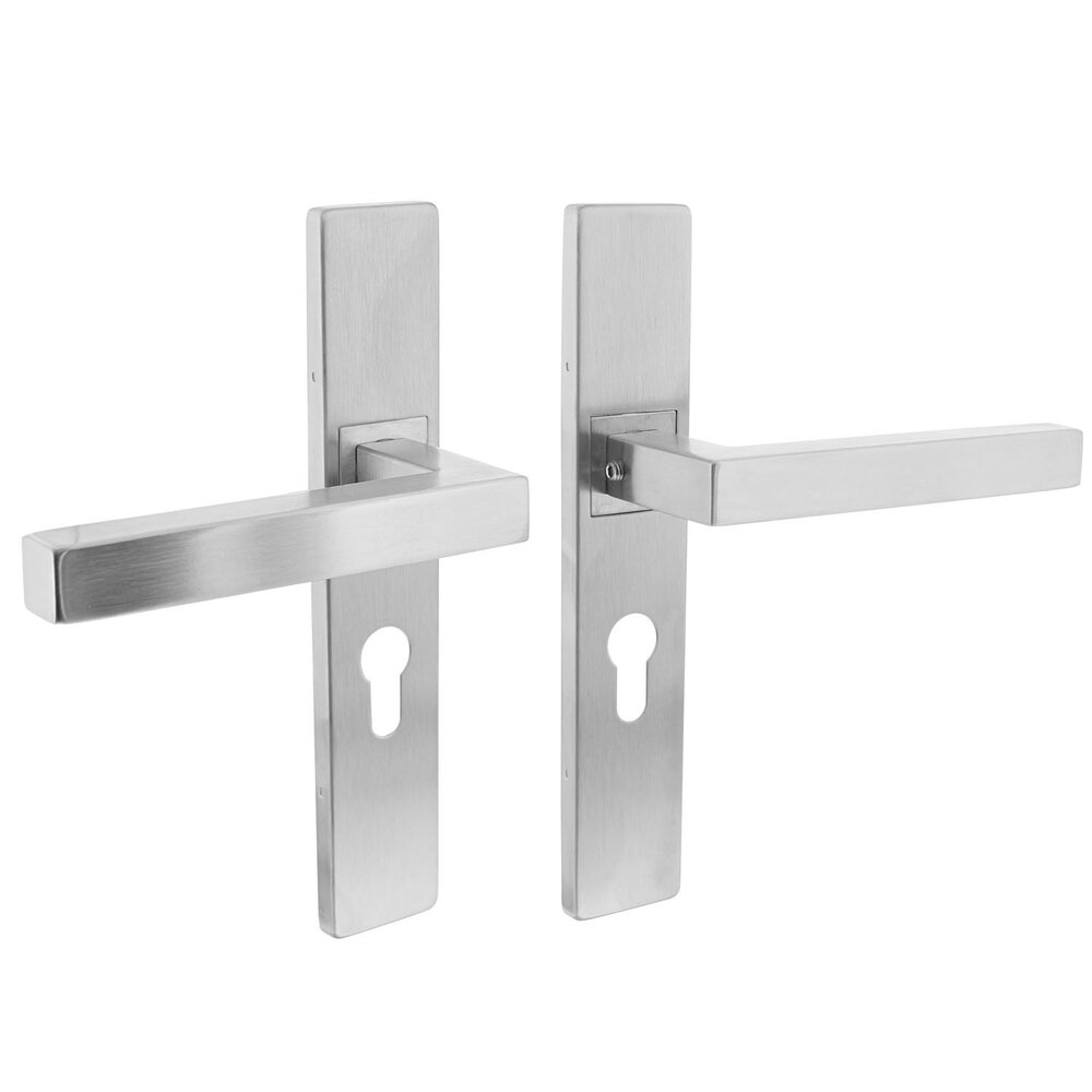 Intersteel Deurklink Vierkant op rechthoekig schild profielcilindergat 55mm geborsteld RVS Intersteel Deurklink Vierkant op rechthoekig schild profielcilindergat 55mm geborsteld RVS