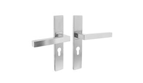 Intersteel Deurklink Vierkant op rechthoekig schild profielcilindergat 55mm geborsteld RVS Intersteel Deurklink Vierkant op rechthoekig schild profielcilindergat 55mm geborsteld RVS