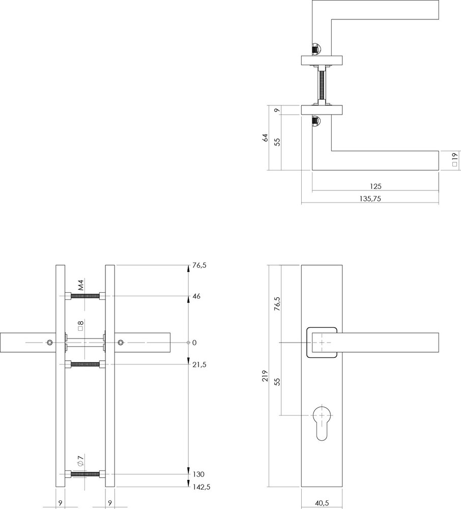 Intersteel Deurklink Vierkant op rechthoekig schild profielcilindergat 55mm geborsteld RVS Intersteel Deurklink Vierkant op rechthoekig schild profielcilindergat 55mm geborsteld RVS