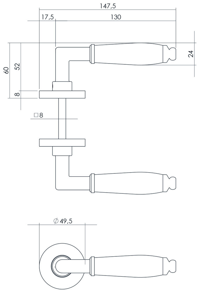 Intersteel Deurklink Courgette met rozet nikkel