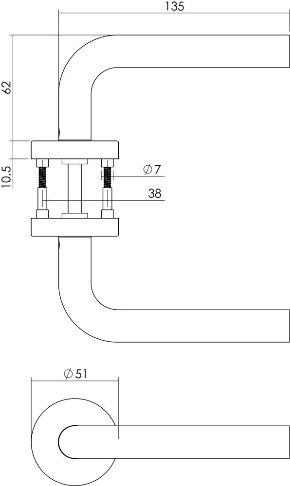 Intersteel Deurklink Recht met rozet geborsteld RVS