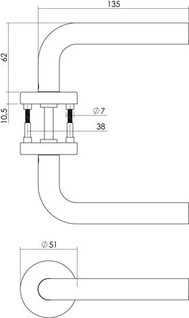 Intersteel Deurklink Recht met rozet geborsteld RVS