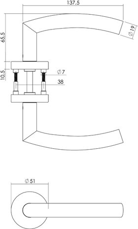 Intersteel Deurklink Half Rond met rozet 51x10,5mm geborsteld RVS