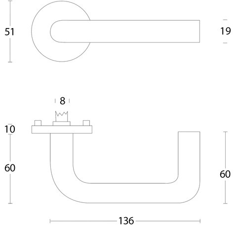 Intersteel Deurklink Rond met rozet geborsteld RVS