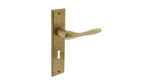 Intersteel Deurklink Banaan met schild sleutelgat 56mm messing getrommeld Intersteel Deurklink Banaan met schild sleutelgat 56mm messing getrommeld