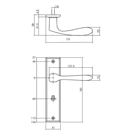 Intersteel Deurklink Banaan met schild WC63/8mm messing getrommeld