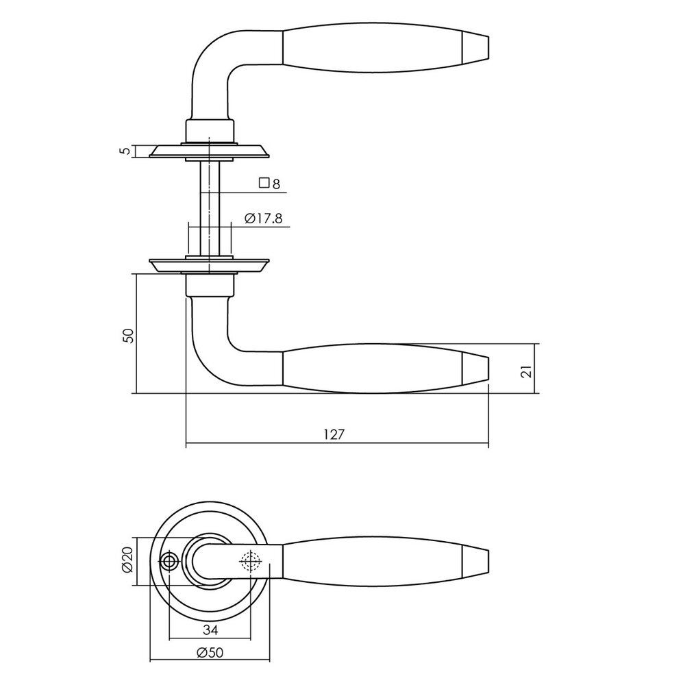 Intersteel Deurklink Antonnet met rozet schroefgat mat nikkel Intersteel Deurklink Antonnet met rozet schroefgat mat nikkel