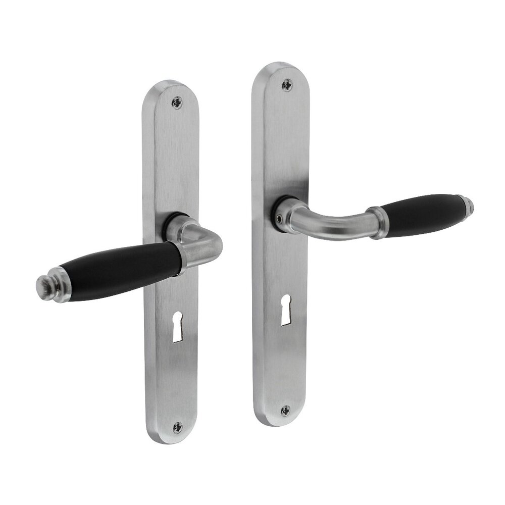 Intersteel Deurklink Courgette met ovaal schild sleutelgat 56mm mat chroom Intersteel Deurklink Courgette met ovaal schild sleutelgat 56mm mat chroom