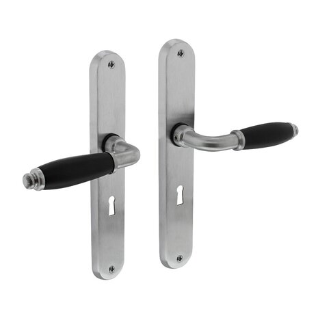 Intersteel Deurklink Courgette met ovaal schild sleutelgat 56mm mat chroom Intersteel Deurklink Courgette met ovaal schild sleutelgat 56mm mat chroom