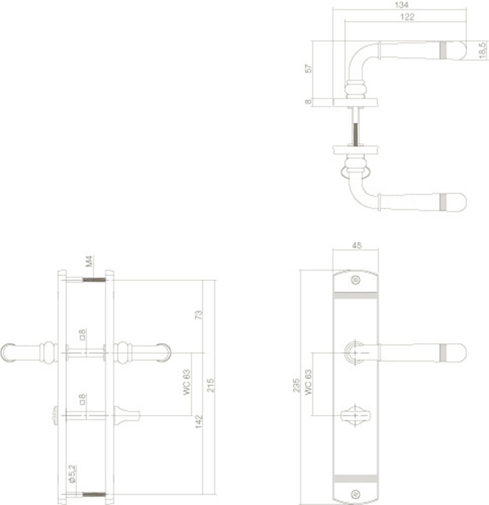 Intersteel Deurklink Emily op schild WC slot 63mm nikkel mat Intersteel Deurklink Emily op schild WC slot 63mm nikkel mat