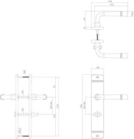 Intersteel Deurklink Emily op schild WC slot 63mm nikkel mat Intersteel Deurklink Emily op schild WC slot 63mm nikkel mat