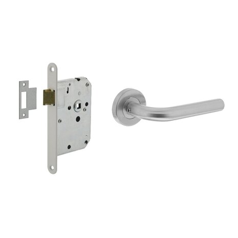 Intersteel Deurbeslag set loopslot wit + deurklink Recht RVS Intersteel Deurbeslag set loopslot wit + deurklink Recht RVS
