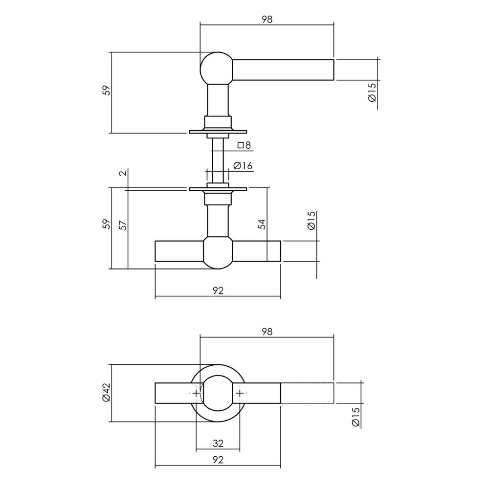 Intersteel Deurklink L/T Bol met ronde rozet 42x2mm geborsteld RVS
