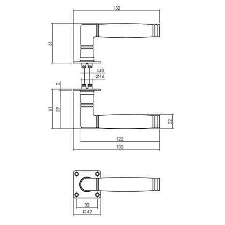 Intersteel Deurklink Ton 212 met vierkant rozet geborsteld RVS Intersteel Deurklink Ton 212 met vierkant rozet geborsteld RVS
