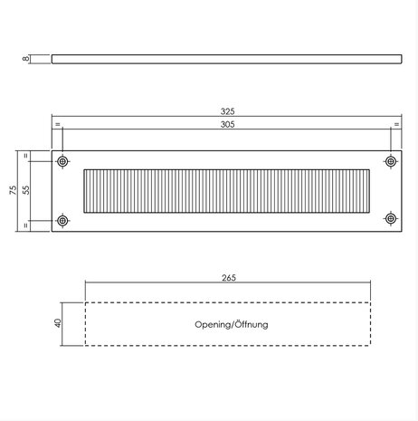 Intersteel Intersteel Tochtwering rechthoek messing ongelakt