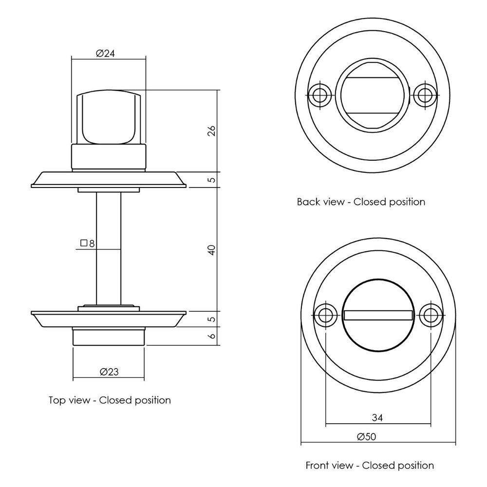 Intersteel WC slot rond schroefgaten mat zwart Intersteel WC slot rond schroefgaten mat zwart