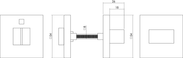 Intersteel WC slot vierkant geborsteld RVS Intersteel WC slot vierkant geborsteld RVS