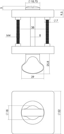 Intersteel WC slot vierkant chroom/nikkel mat Intersteel WC slot vierkant chroom/nikkel mat