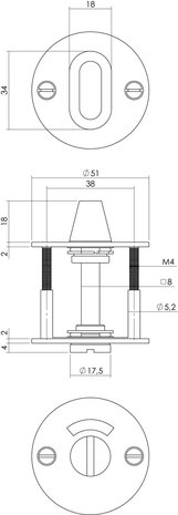 Intersteel WC slot 2mm dun schroefgaten zwart RVS Intersteel WC slot 2mm dun schroefgaten zwart RVS