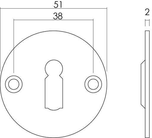 Intersteel Sleutelrozet rond plat 50mm geborsteld RVS
