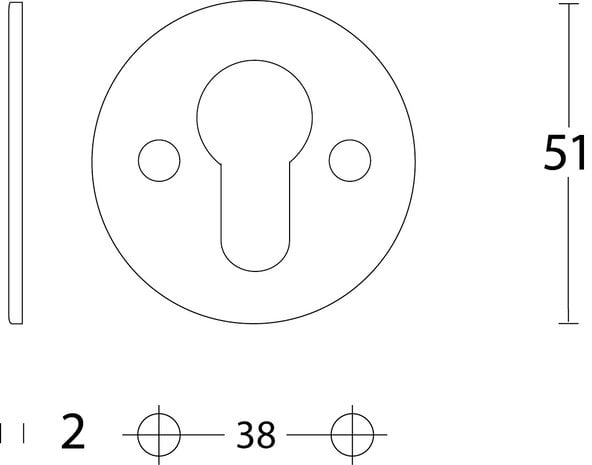 Intersteel Cilinderrozet rond plat 50mm geborsteld RVS Intersteel Cilinderrozet rond plat 50mm geborsteld RVS