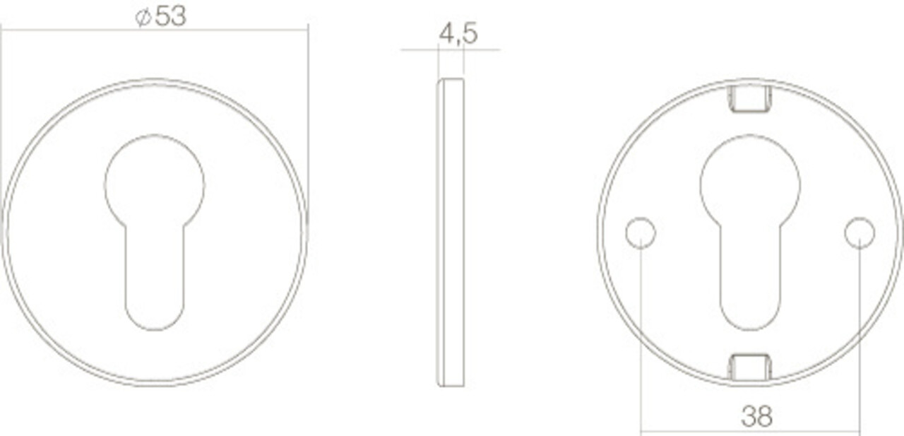 Intersteel Cilinderrozet rond plat verdekt geborsteld RVS