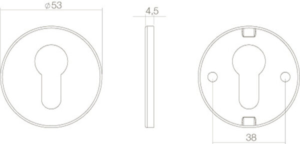 Intersteel Cilinderrozet rond plat verdekt geborsteld RVS