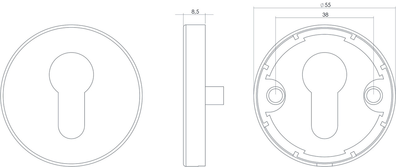 Intersteel Cilinderrozet rond geborsteld RVS