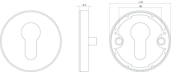 Intersteel Cilinderrozet rond geborsteld RVS