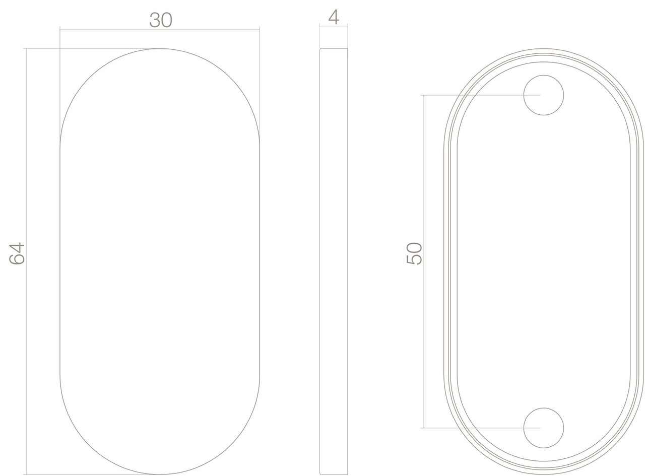 Intersteel Blindrozet ovaal verdekt geborsteld RVS 4 mm