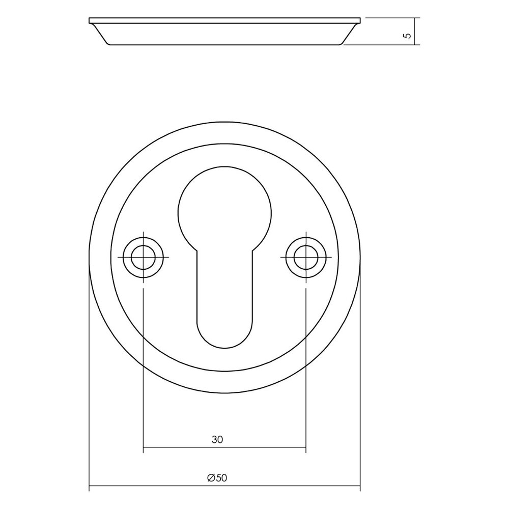 Intersteel Cilinderrozet schroefgat messing getrommeld