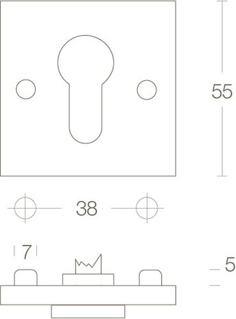 Intersteel Cilinderrozet vierkant groot mat zwart Intersteel Cilinderrozet vierkant groot mat zwart