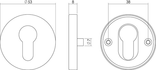 Intersteel Cilinderrozet rond nokken geborsteld RVS 53mm Intersteel Cilinderrozet rond nokken geborsteld RVS 53mm
