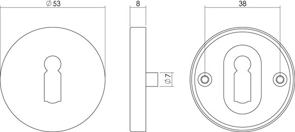 Intersteel Sleutelrozet rond nokken geborsteld RVS