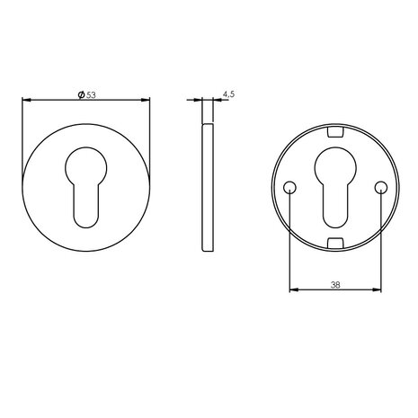 Intersteel Cilinderrozet rond geborsteld RVS mat zwart Intersteel Cilinderrozet rond geborsteld RVS mat zwart