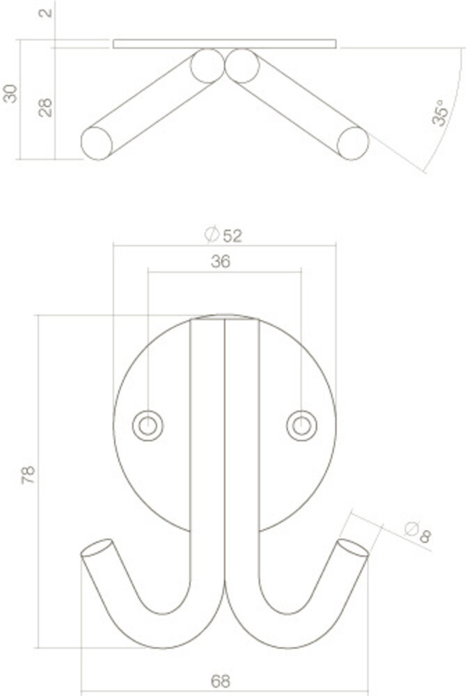 Intersteel Jashaak dubbel op rond rozet geborsteld RVS Intersteel Jashaak dubbel op rond rozet geborsteld RVS