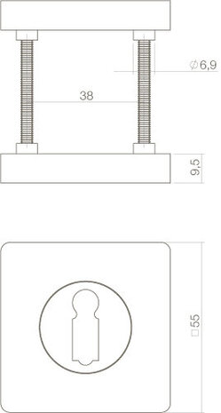 Intersteel Sleutelrozet vierkant mat zwart