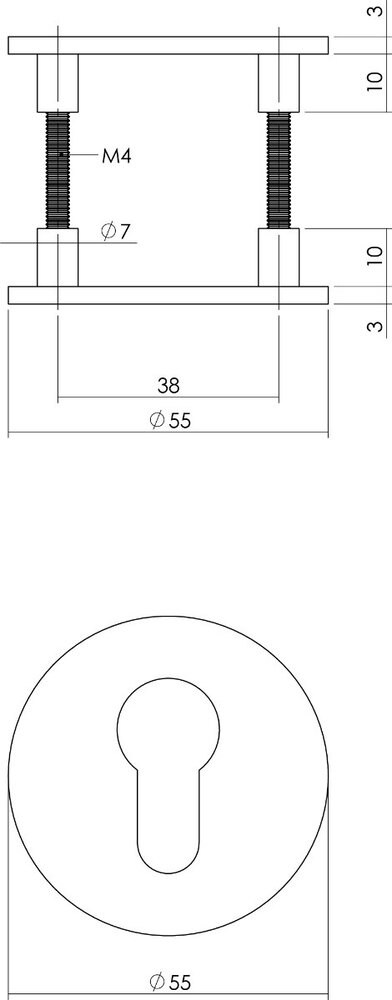 Intersteel Magneetrozet rond met profielcilindergat geborsteld RVS Intersteel Magneetrozet rond met profielcilindergat geborsteld RVS