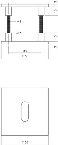 Intersteel Magneetrozet vierkant met profielcilindergat geborsteld RVS Intersteel Magneetrozet vierkant met profielcilindergat geborsteld RVS