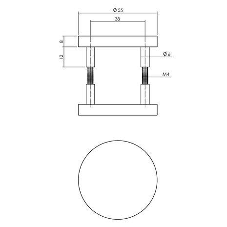 Intersteel Rozet blind 55x8mm aluminium zwart